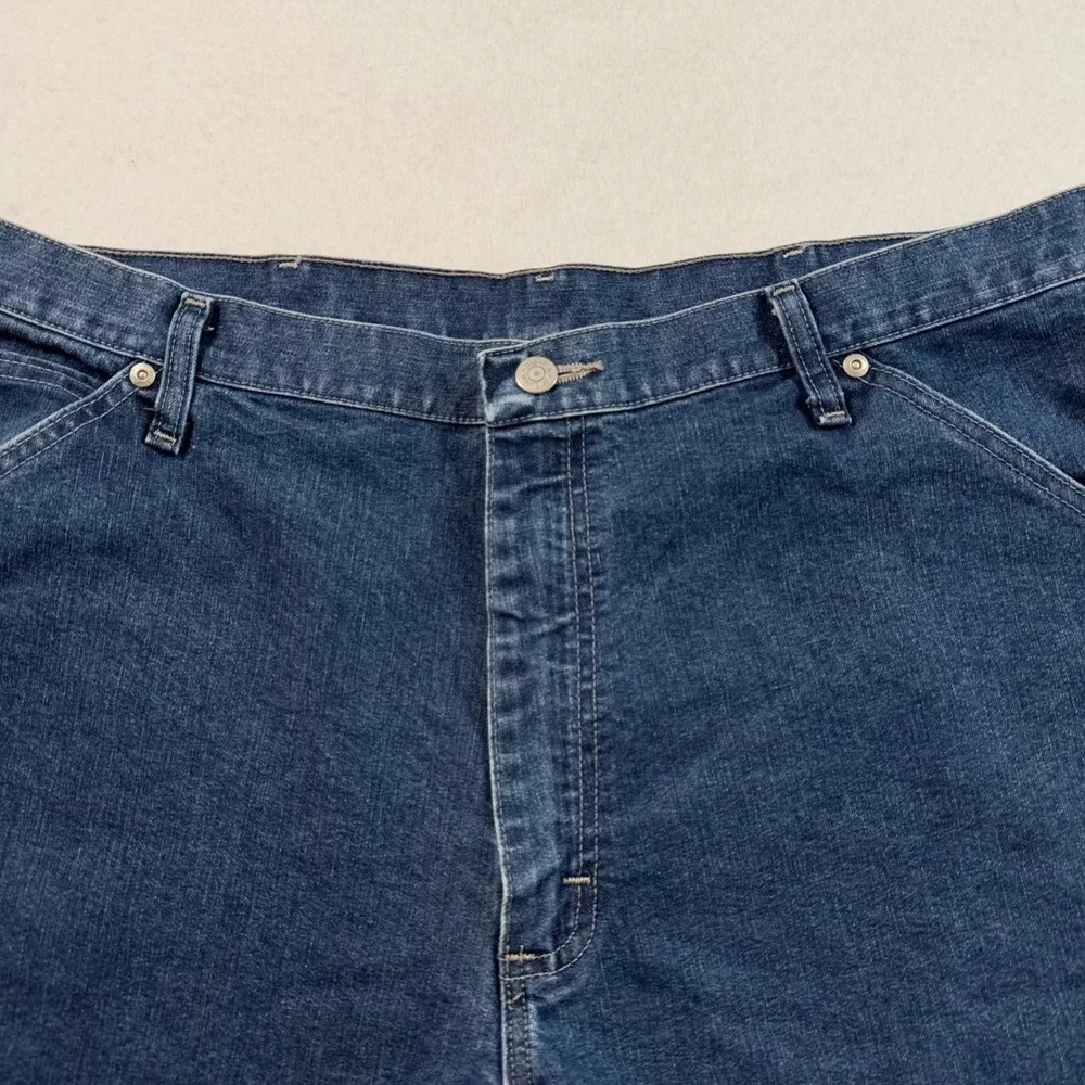 Wrangler Mens Dark Wash Denim Cut Off Carpenter Cargo Shorts 36 Waist